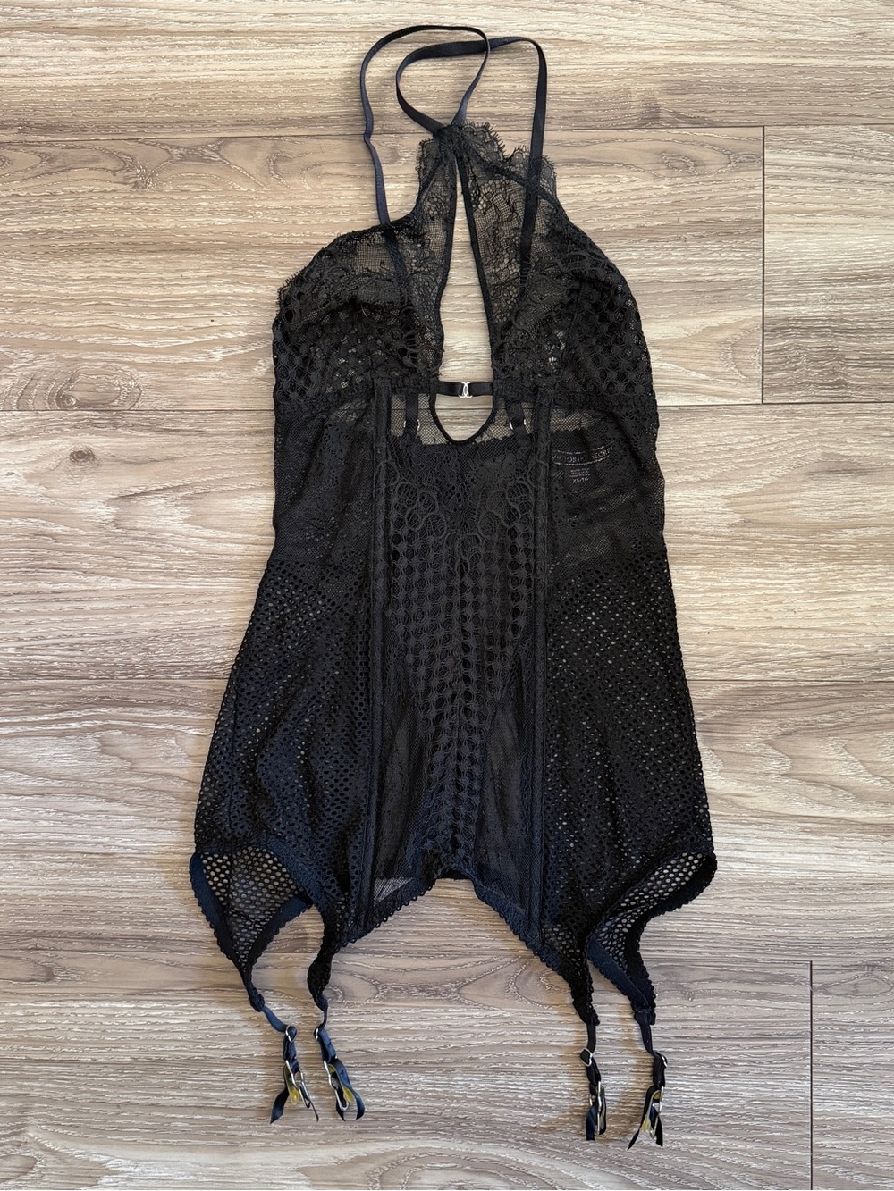 Victoria's Secret Black Lace Halter One-Piece Cover-Up